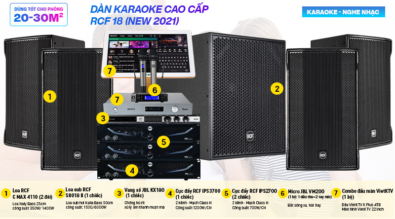 Dàn karaoke cao cấp RCF 18