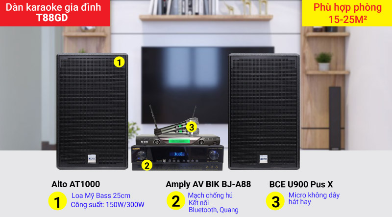 Dàn karaoke gia đình T88GD cấu hình hiện đại, chính hãng