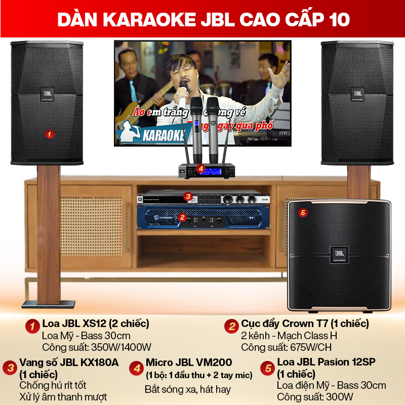 D&agrave;n karaoke gia đ&igrave;nh cao cấp JBL 10