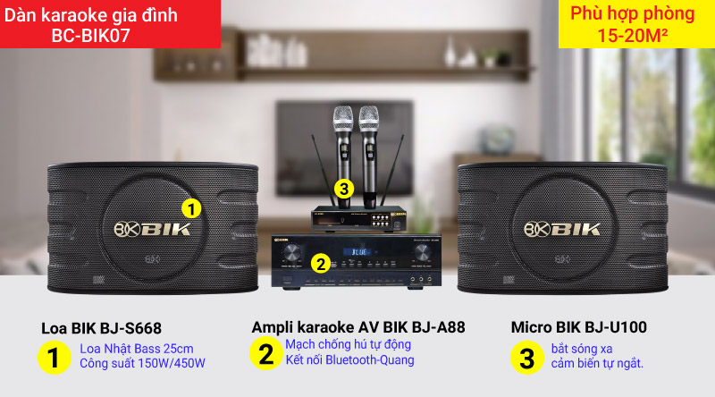 D&agrave;n karaoke gia đ&igrave;nh BC-BIK07 cấu h&igrave;nh hiện đại, ch&iacute;nh h&atilde;ng 