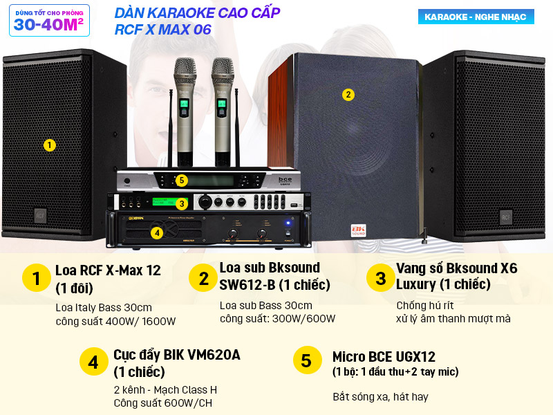 D&agrave;n karaoke cao cấp RCF X-MAX 06
