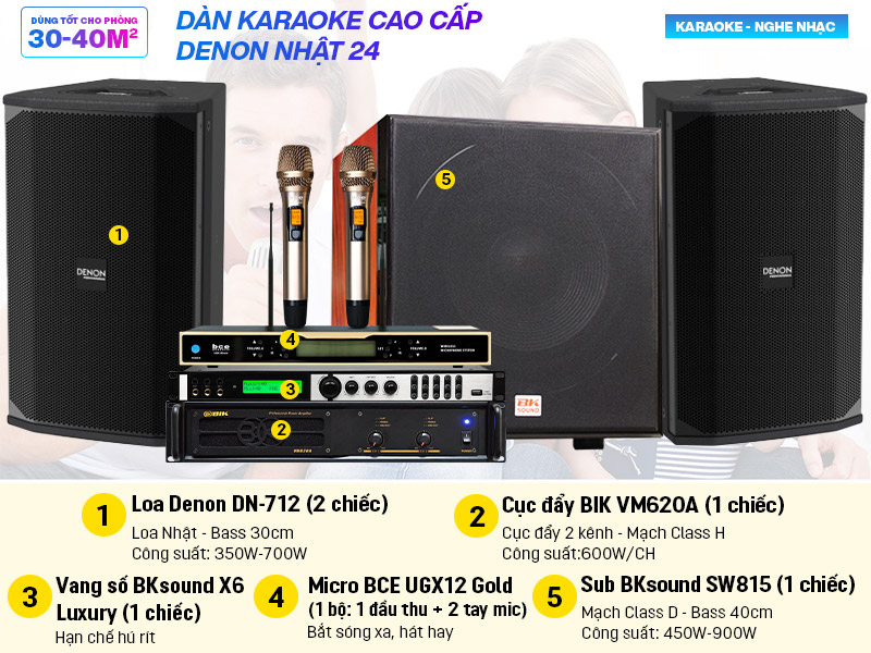 D&agrave;n karaoke cao cấp Denon Nhật 24
