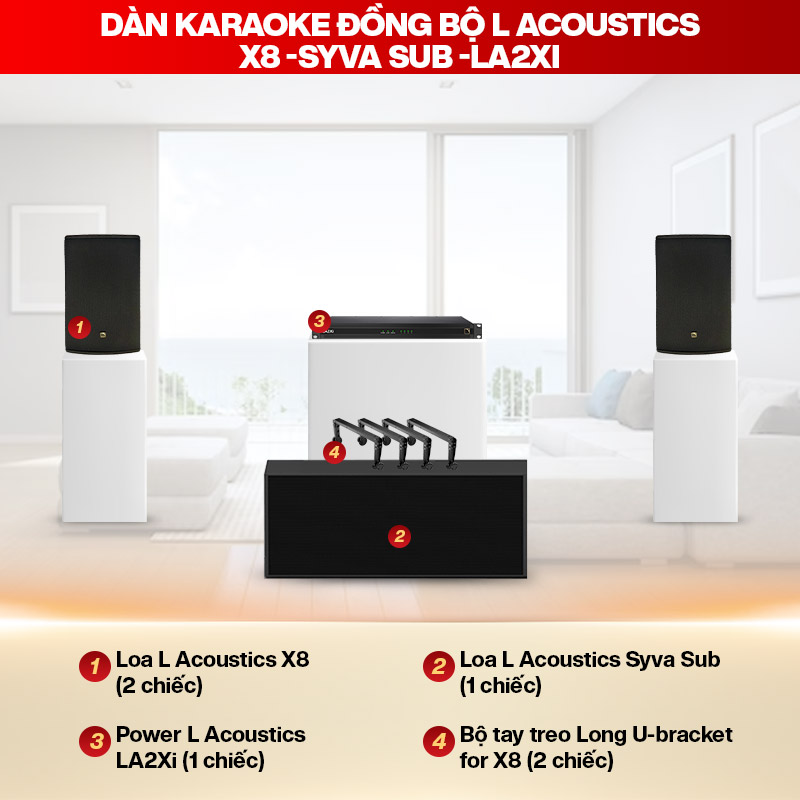 D&agrave;n karaoke đồng bộ L Acoustics X8 - Syva sub - LA2xi