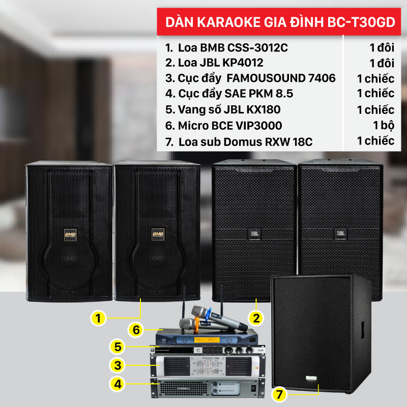 D&agrave;n karaoke BC-T30GD cấu h&igrave;nh ch&iacute;nh h&atilde;ng, gi&aacute; rẻ nhất thị trường 
