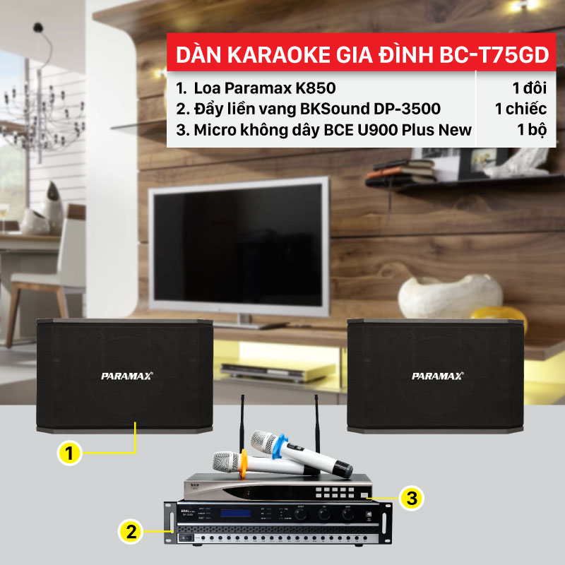 Dàn karaoke gia đình BC-T75GD cấu hình hiện đại, giá rẻ nhất thị trường