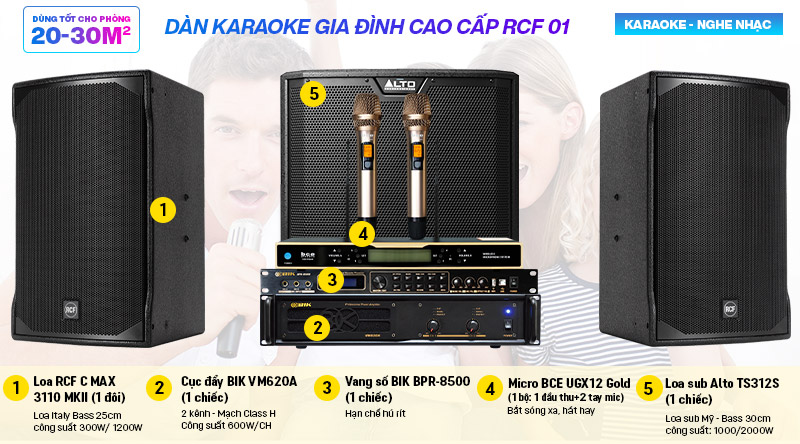 D&agrave;n karaoke gia đ&igrave;nh cao cấp RCF 01