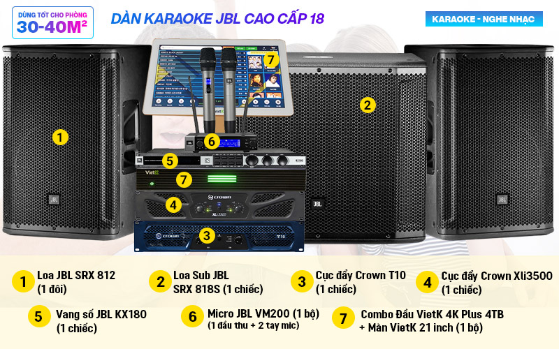 d&agrave;n karaoke JBL cao cấp 18