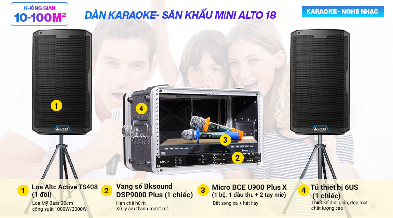Dàn karaoke sân khấu mini Alto 18