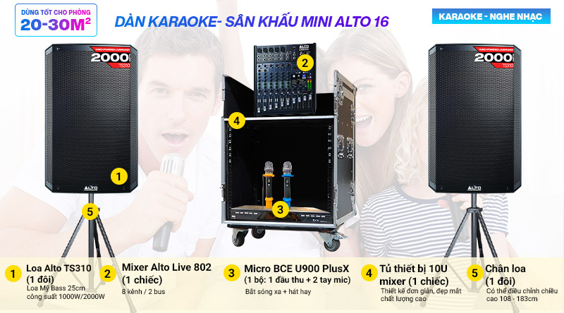 D&agrave;n karaoke- S&acirc;n khấu Mini Alto 16 (Active)