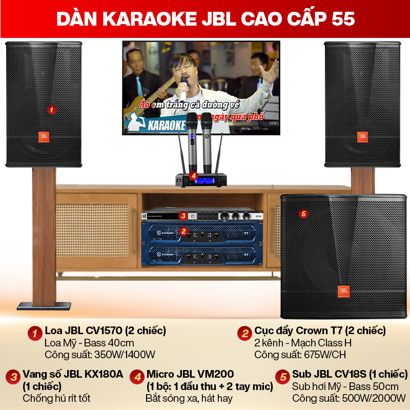 D&agrave;n karaoke JBL cao cấp 55
