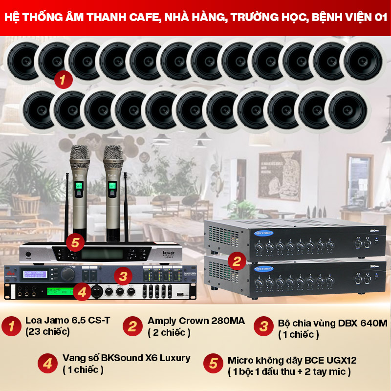 Hệ thống &acirc;m thanh cafe, nh&agrave; h&agrave;ng, trường học, bệnh viện 01