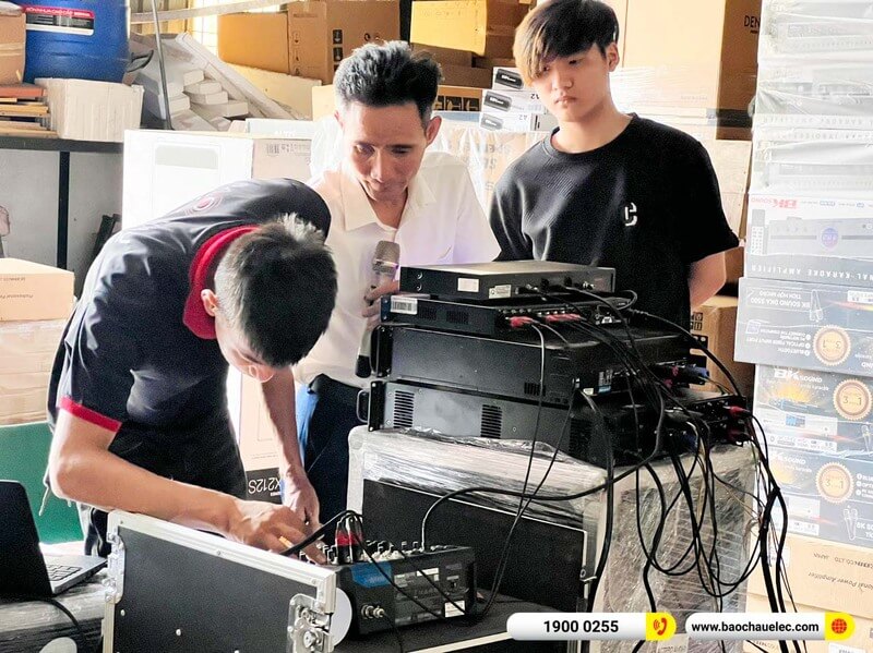 Lắp đặt d&agrave;n Line Array Actpro trị gi&aacute; gần 130&nbsp;triệu cho anh Ho&agrave;n ở H&agrave; Nam (Actpro KR210,&nbsp;Actpro KR28,&nbsp;QD4.13,&nbsp;FP14000,&nbsp;DSP48...)