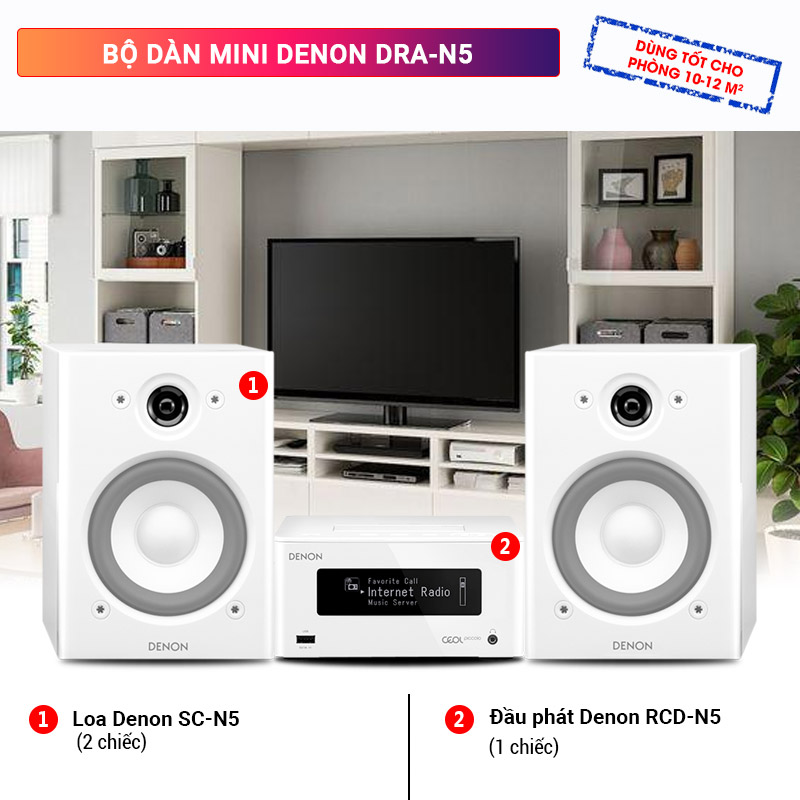Dàn âm thanh mini Denon DRA-N5 có thể tương thích với các file nhạc lossless như WAV 192kHz/24 bit, FLAC 192kHx/24 bit và có thể tương thích với app Remotee Denon