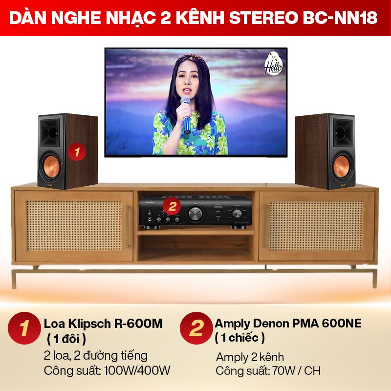 D&agrave;n nghe nhạc 2 k&ecirc;nh Stereo BC-NN18
