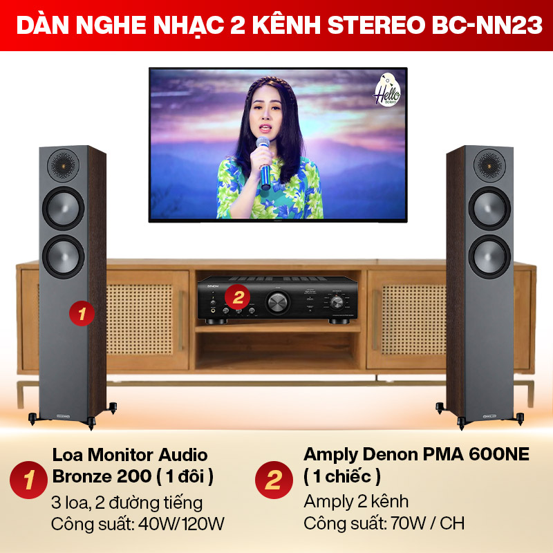 D&agrave;n nghe nhạc 2 k&ecirc;nh Stereo BC-NN23
