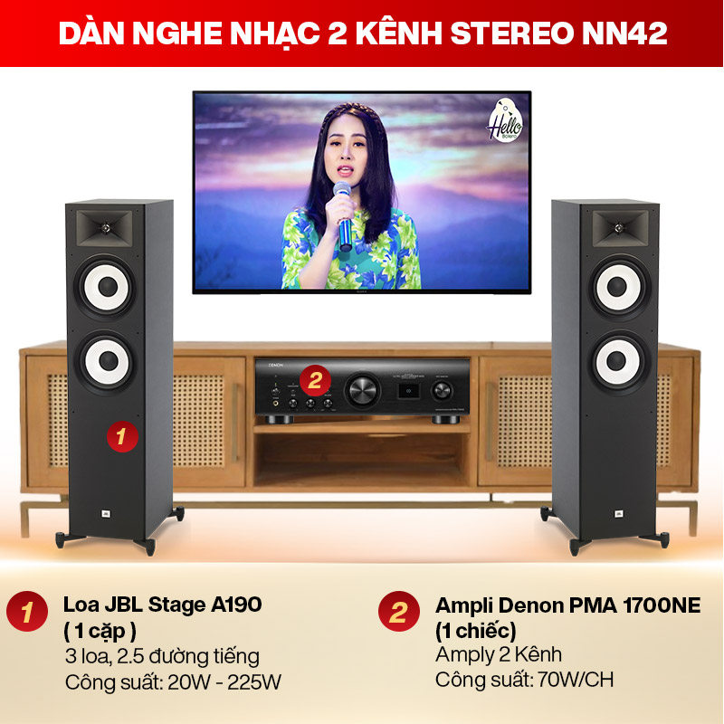 D&agrave;n nghe nhạc 2 k&ecirc;nh Stereo NN42