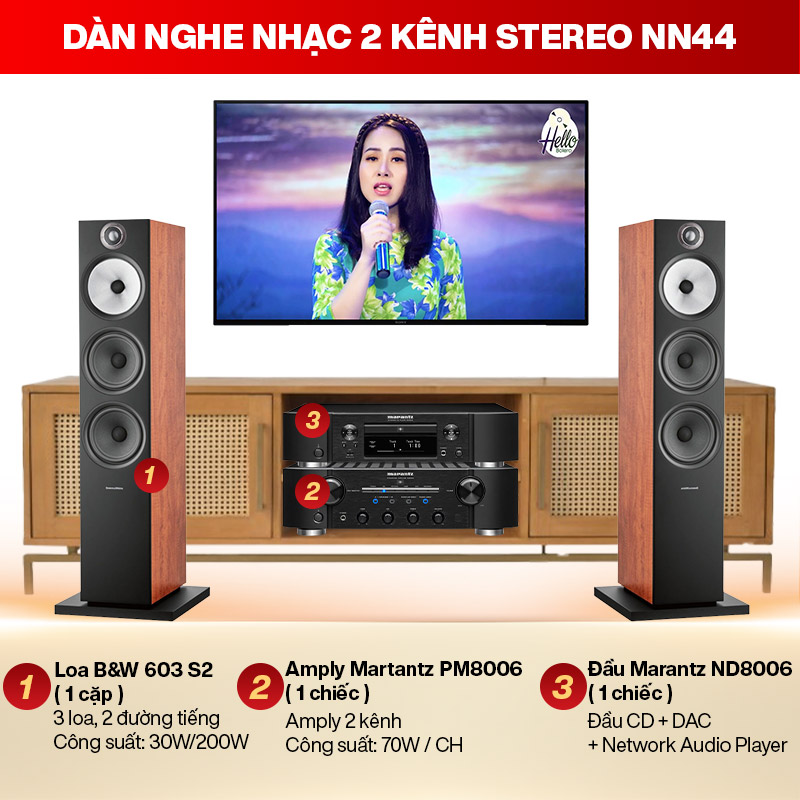 D&agrave;n nghe nhạc 2 k&ecirc;nh Stereo NN44