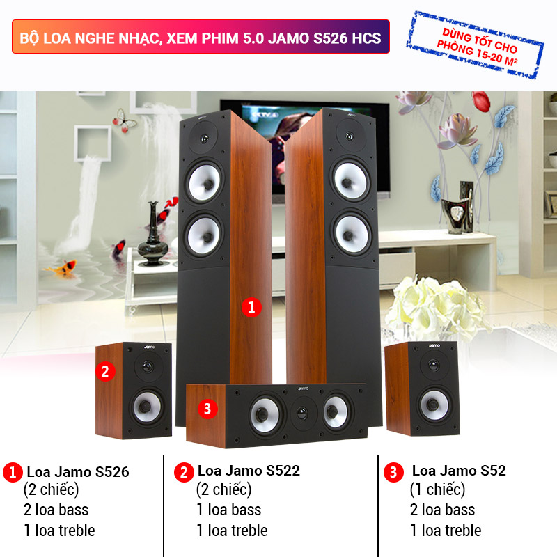 Bộ loa 5.0 Jamo S526 HCS nghe nhạc cực đ&atilde;