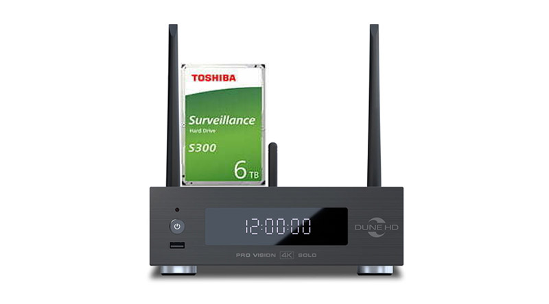 Combo Đầu Dune HD Pro Vision 4K Solo + Ổ Toshiba 6TB S300 - Kết nối Ổ gắn b&ecirc;n trong. 