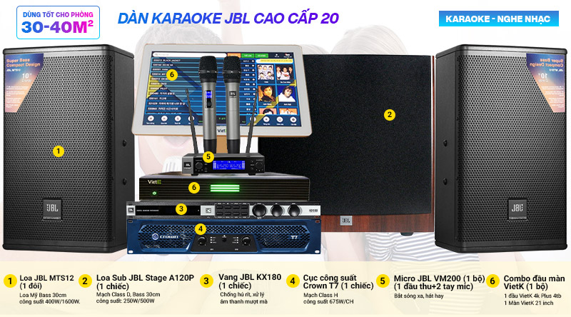 D&agrave;n karaoke JBL cao cấp 20 