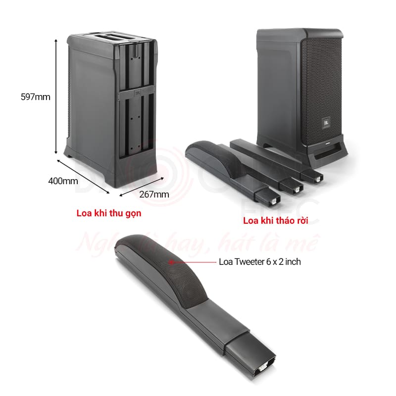 Ảnh kĩ thuật Loa JBL IRX One (1300W (Peak), PA di động, Bluetooth, tích hợp Mixer 3 kênh, Class D)