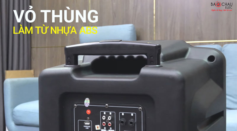 Vỏ th&ugrave;ng loa di động Acnos được l&agrave;m từ chất liệu nhựa Acnos