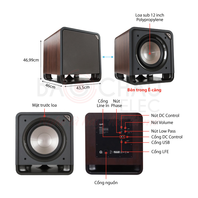 Ảnh kĩ thuật Loa sub Polk audio HTS12 (Sub điện bass 30cm)