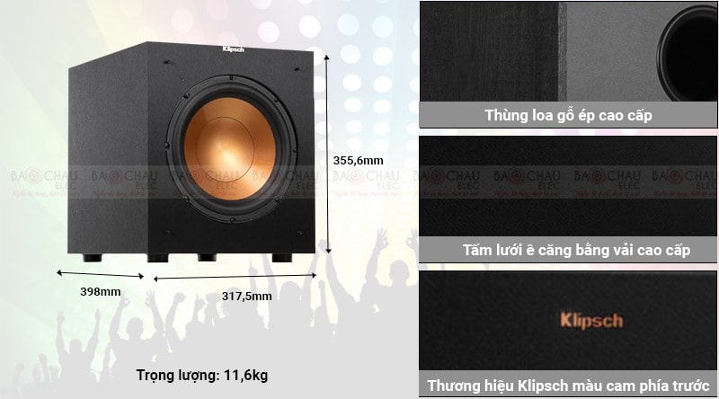 Loa Sub điện Klipsch R10SW thiết kế hiện đại, tinh tế