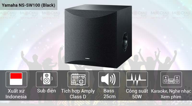 Loa Sub Yamaha NS-SW100 BLACK cho âm trầm sâu chắc