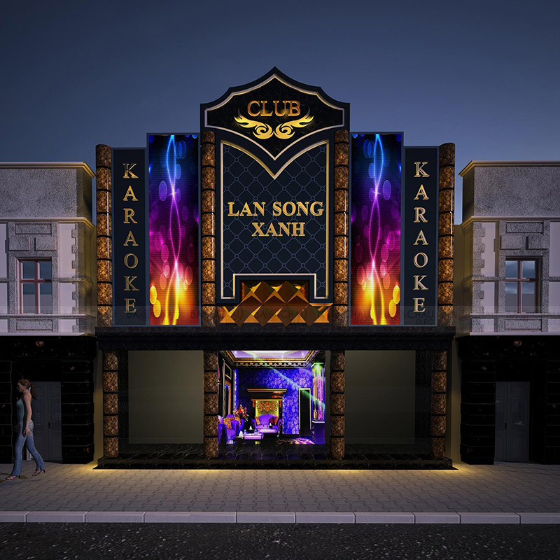 Mẫu thiết kế mặt tiền quán karaoke đẹp