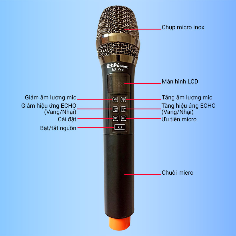 Micro kh&ocirc;ng d&acirc;y BKSound A3 Pro 