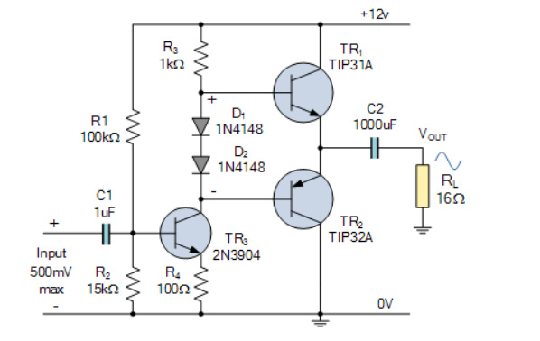 Sơ đồ amply mạch class AB