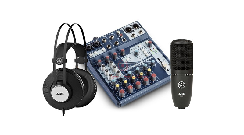 Combo thu &acirc;m Mixer Soundcraft notepad 8FX + Micro AKG P120 + tai nghe AKG K52