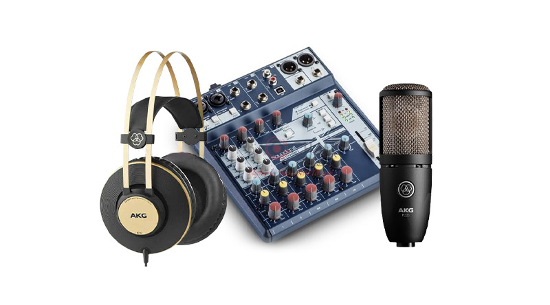 Combo thu âm micro AKG P220 + Mixer Soundcraft Notepad 8FX + Tai nghe AKG K92 