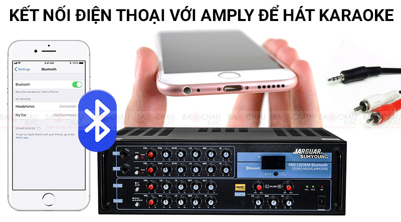 C&aacute;ch kết nối điện thoại với amply để h&aacute;t karaoke dễ nhất