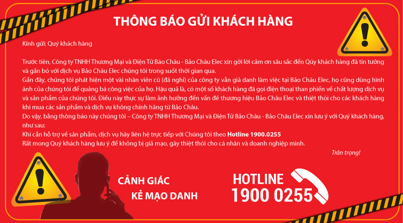 Cảnh báo giả mạo nhân viên bảo châu elec