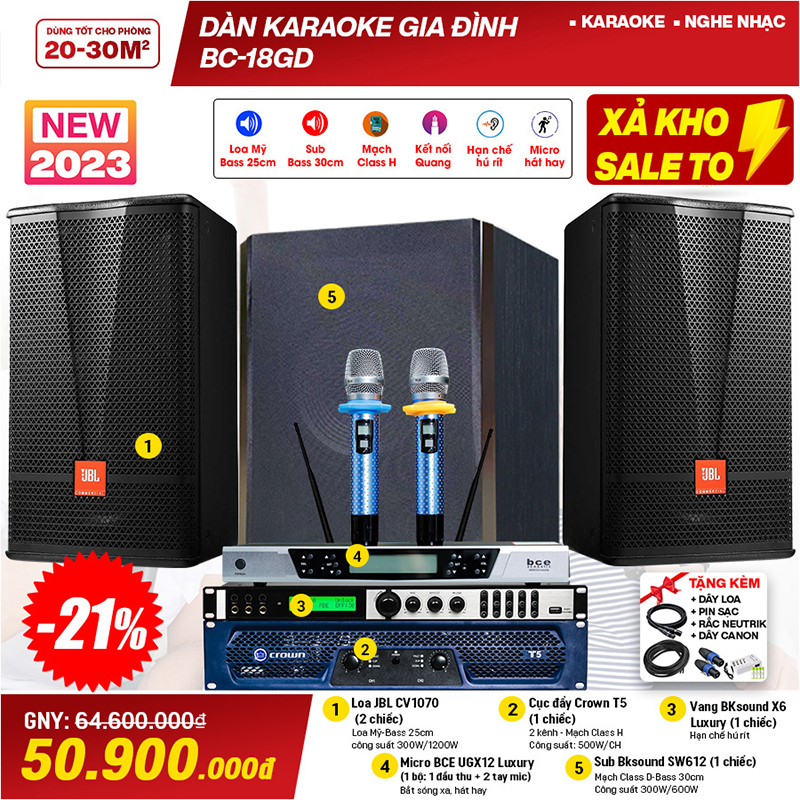 D&agrave;n karaoke gia đ&igrave;nh JBL BC-18GD