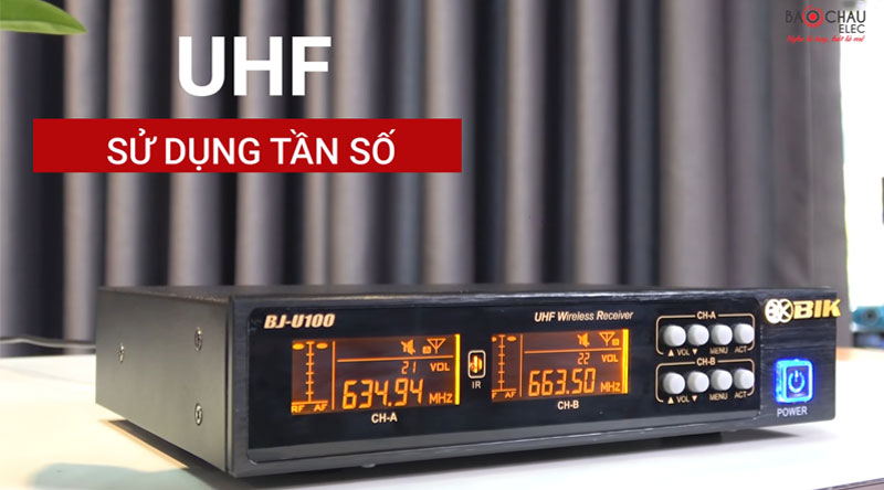 Micro kh&ocirc;ng d&acirc;y BIK BJ-U100 sử dụng s&oacute;ng UHF si&ecirc;u cao