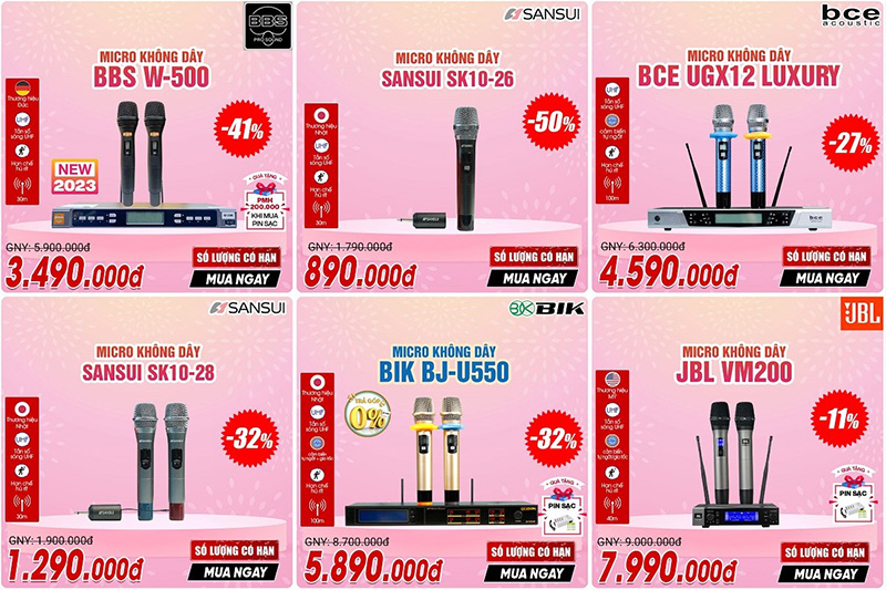 Micro kh&ocirc;ng d&acirc;y giảm gi&aacute;, tặng ngay pin sạc