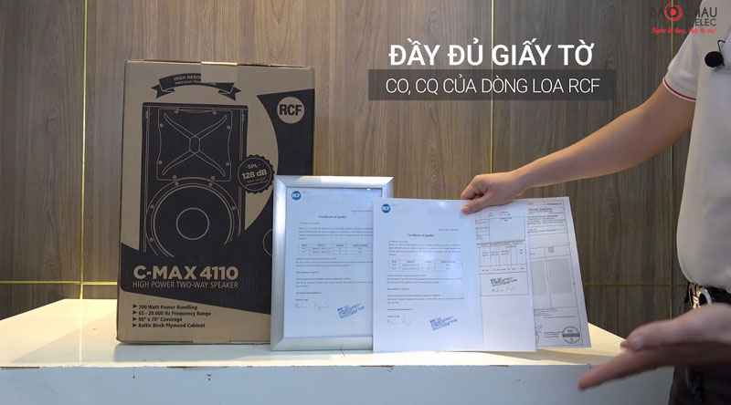 Loa RCF chính hãng phải có đầy đủ giấy CO, CQ