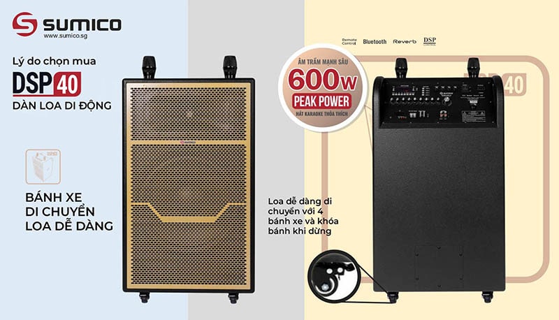 Ra mắt loa Sumico DSP40 công suất mạnh 600W, cấu hình “All-in-One”, pin 8 tiếng