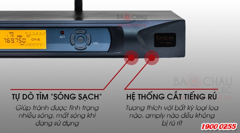 Micro kh&ocirc;ng d&acirc;y BCE VIP3000 tự động d&ograve; s&oacute;ng sạch
