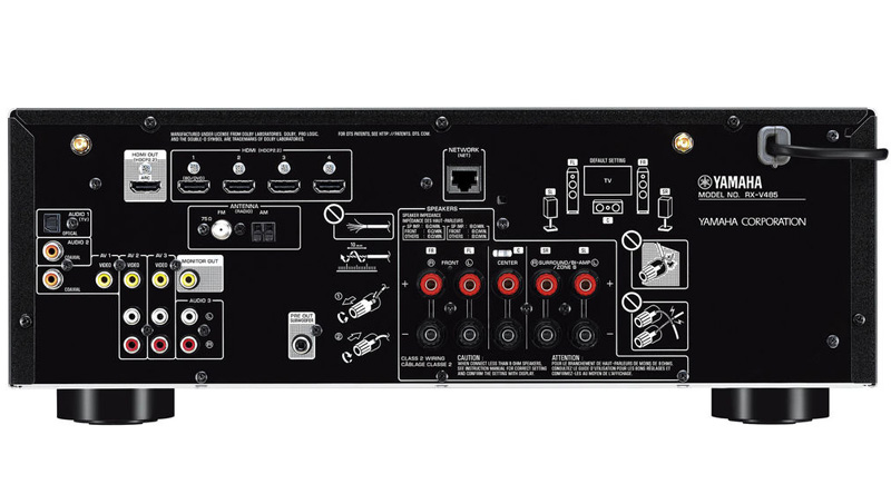 Mặt sau của Amply Yamaha RX-V485 Black