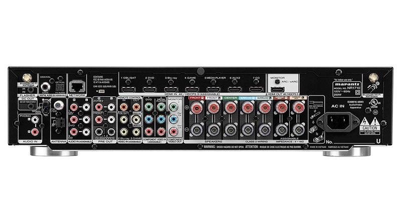 Amply AV Receiver Marantz NR1710 hệ thống cổng kết nối đa dạng, linh hoạt 