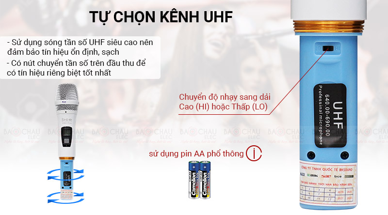 Micro kh&ocirc;ng d&acirc;y BCE U900 Plus New (2020) khả năng tự động d&ograve; s&oacute;ng sạch si&ecirc;u cao