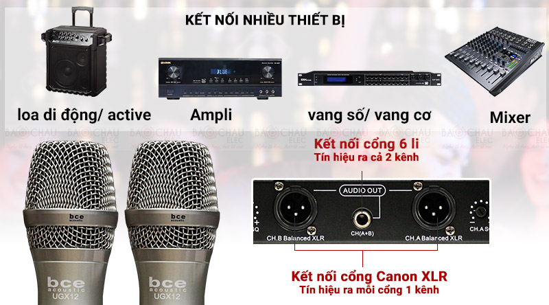 Micro kh&ocirc;ng d&acirc;y BCE UGX12 dễ d&agrave;ng kết hợp c&ugrave;ng c&aacute;c thiết bị &acirc;m thanh kh&aacute;c