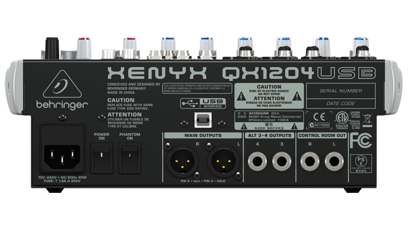 B&agrave;n mixer Behringer QX1204USB hệ thống cổng kết nối đa dạng