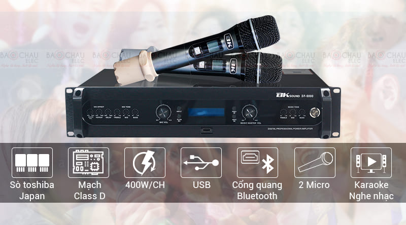 Đẩy liền vang kèm micro không dây BKsound DP6000 chính hãng, giá tốt