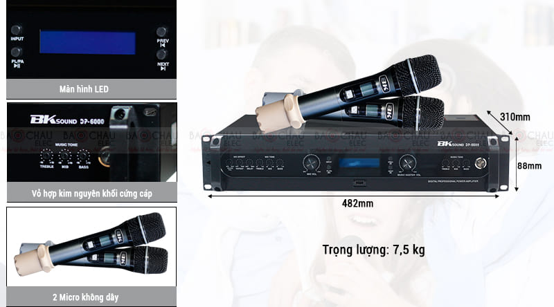 Đẩy liền vang kèm micro không dây BKSound DP6000 hiện đại 