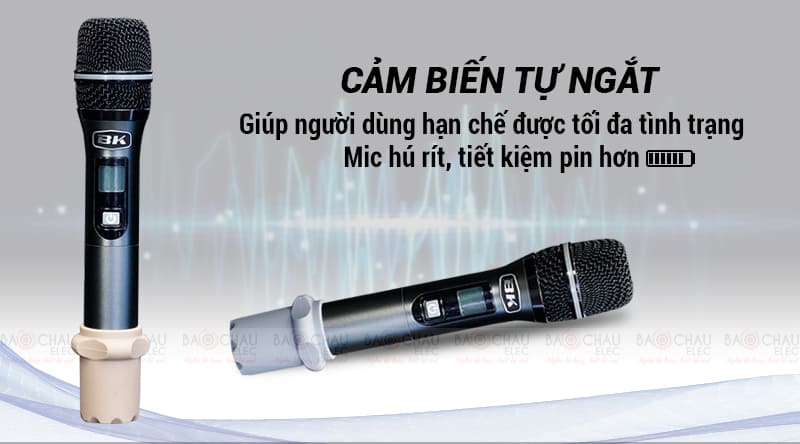 Đẩy liền vang kèm micro không dây BKsound DP6000 với micro cảm biến tự ngắt